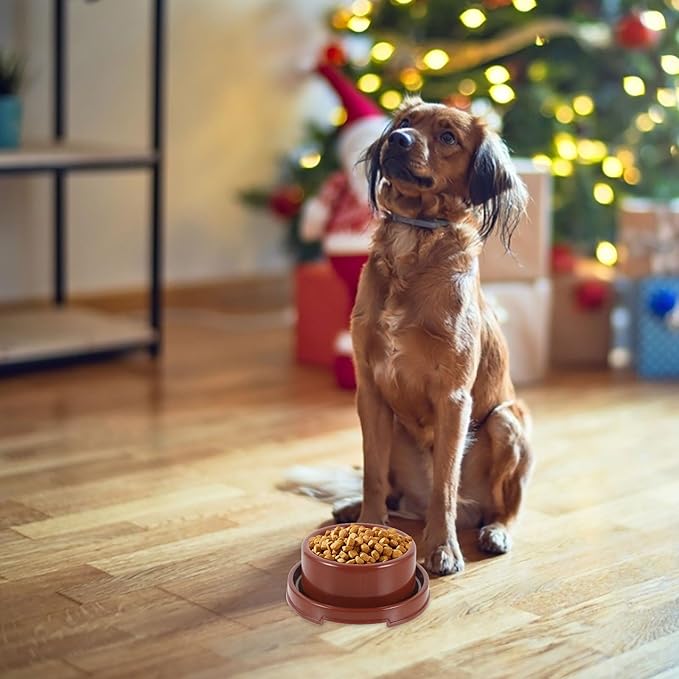 Toddmomy Colorful Round Pet Bowl, Pp Dog Food and Water Dish, Single Fixed Puppy Feeding Bowl for Small to Medium Dogs, Practical Pet Supply in Brown