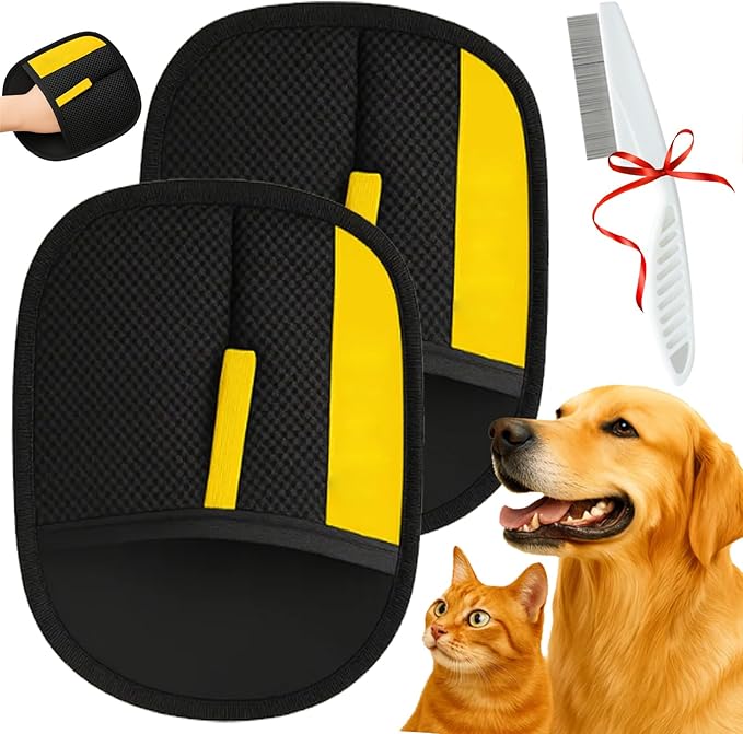 2 Pack Pet Hair Removal Glove, 2026 Upgraded Reusable Washable Electrostatic Pet Hair Removal Glove