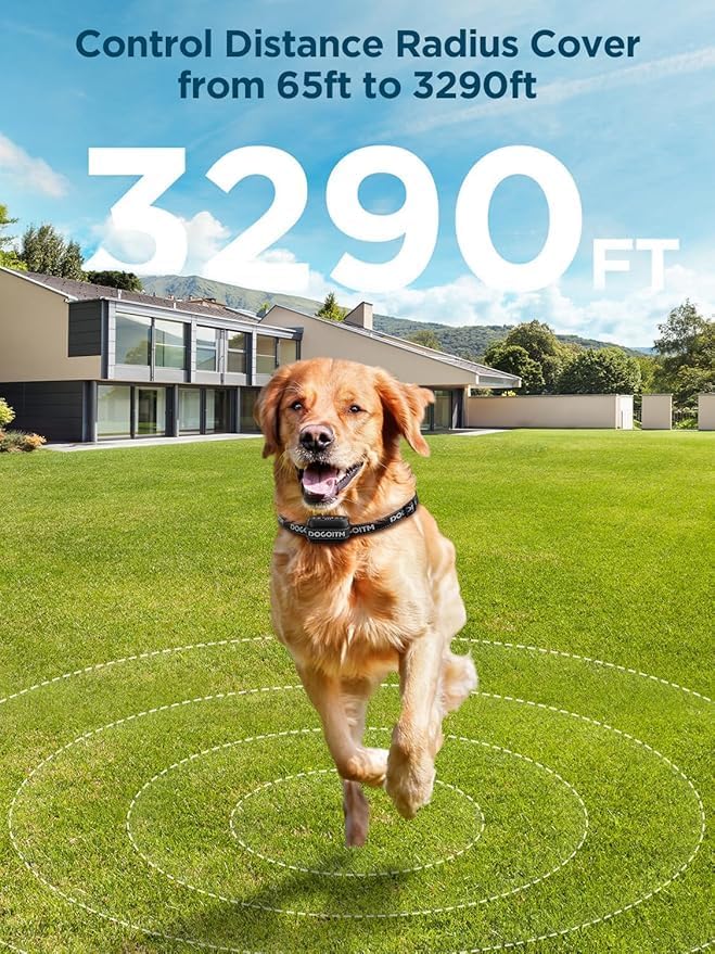 Wireless Dog Fence for 2 Dogs, GPS Wireless Dog Collar with 3 Warning Modes, Pet Containment System with AI Smart Signal, Electric Dog Fence for Outdoor Use(2 Collars)