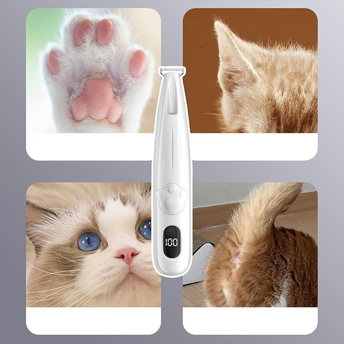Cat Grooming Trimmer | Waterproof Rechargeable Shaver,Cat Hair Removal Coat Trimmer - for Paws Eyes Face Buttocks Small Medium Large Breeds