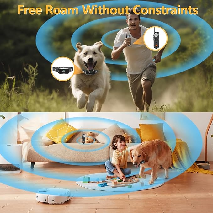 X3 Wireless Dog Fence & Training Collar for 2 Dogs, 3500FT Adjustable Fence & 6100FT Remote Collar, IPX7 Waterproof, 185 Days Standby Rechargeable Battery, 3 Training Modes, 10-130 lbs