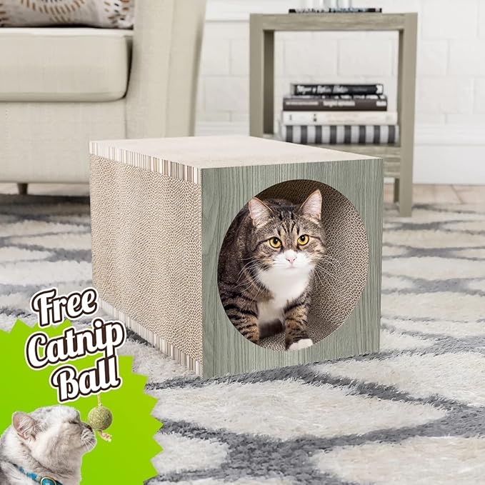 WAY BASICS Cat Scratching Post Tunnel (Tool-Free Assembly)