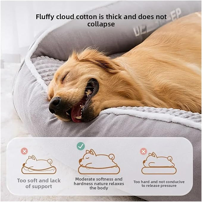 Cat Bed, Warm Non-Slip Dog Kennel Cushion, Washable Sleeping Mat for Small Puppy, Soft Winter Pet Supplies(Gray,L- 65x50x23cm)