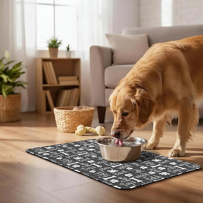Dog Food Mat, Absorbent Waterproof Non-Slip Pet Cat Bowl Feeding Mat for Food & Water Pet Supplies 16 * 24"