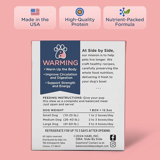 Side by Side Chicken & Lamb Stew - Warming Wet Dog Food & Dog Food Topper - Made with Nutrients & Whole Raw Ingredients - Human-Grade, No Artificial Additives or Fillers - USA Made (12.5 oz, 3-Pack)