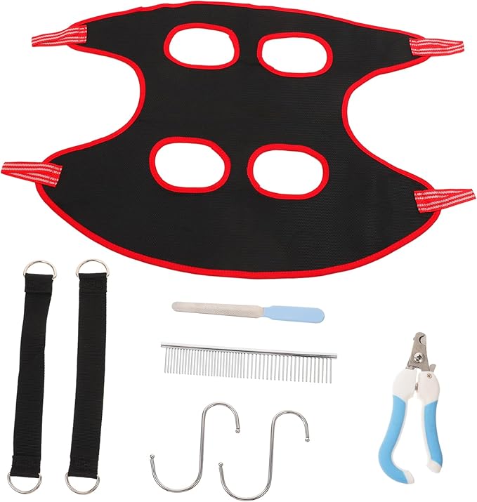 Kisangel 1set Pet Grooming Hammock for Cats Dogs Breathable Sling for Nail Trimming Easy Assembly Material Random Accessories for Grooming and Nail Care