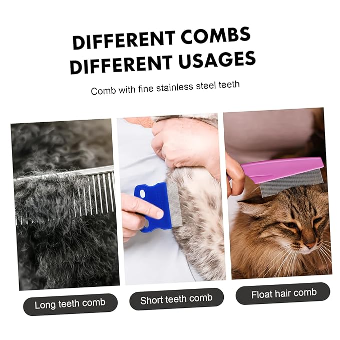 KESYOO 6 Pcs Stainless Steel Pet Combs Premium Dog Cat Grooming Tools for Tangles Massaging Effect Easy Cleaning Suitable for All Pet
