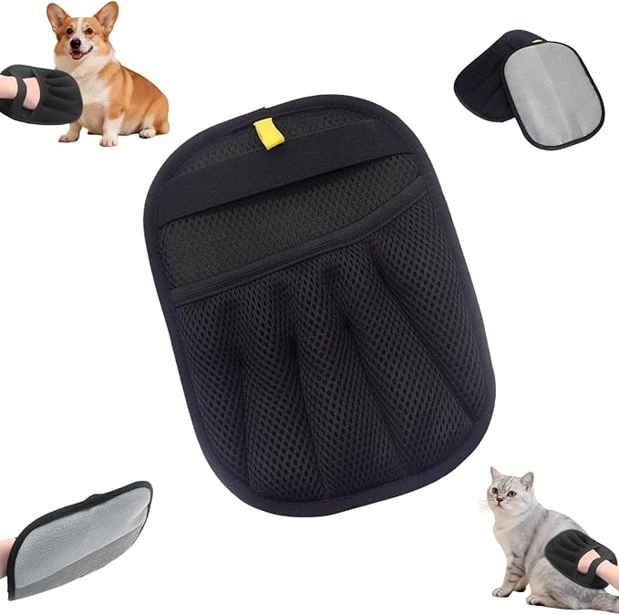 Pet Hair Remover Gloves, 2026 Upgraded 5-Finger Pets Hair Removal Gloves for Cats & Dogs, Reusable Electrostatic Magic Brush for Carpet, Couch, Car Seat, Clothing, Dog Grooming Supplies (Black-1PC)