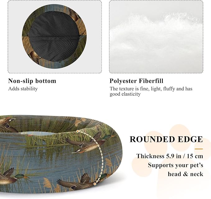 Pet Dog Beds Warm & Cozy fluffier Orthopedic Dog Bed for Extra Small Size Pets Supplies Wetland Bird Scene