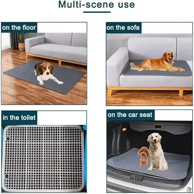 Cat Dog Urine Pads Washable Reusable Anti Slip Pet Pee Pad Puppy Training Pad Pet Bed Urine Mat Compatible with Car Seat Cover Pet Supplies(Khaki,L 70x50cm)