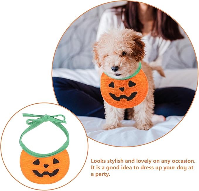 DOITOOL Halloween Pumpkin Dog Bandana Tie-on Pet Bandana Bib for Dogs Under 15 Lbs Comfortable Cotton Material for Halloween Party and Holiday Pet Supplies