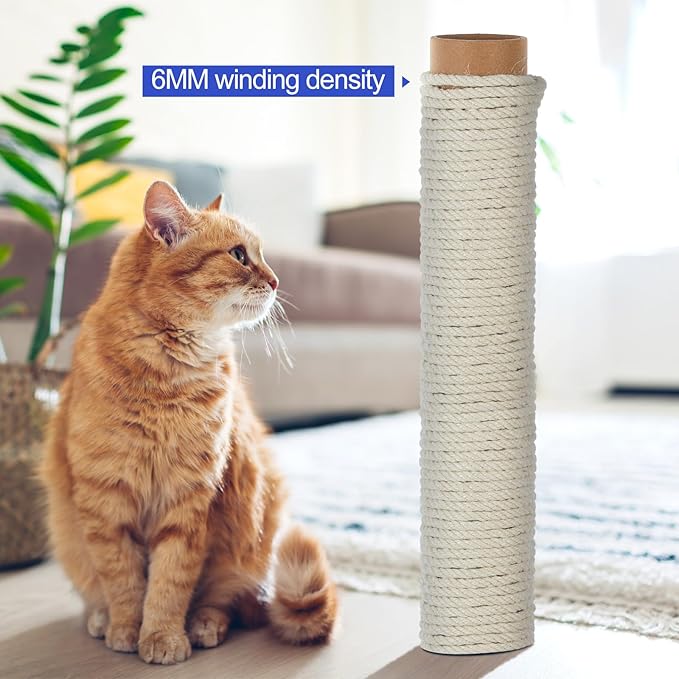 Sisal Rope for Cat Scratcher Set Gift 66 ft 4 mm Hemp Twine Rope for Cat Scratching Post Repairing Indoor DIY Craft Hemp Twine for Tree Tower Toy with Hot Glue Glue Sticks Storage Case Scissors Gloves