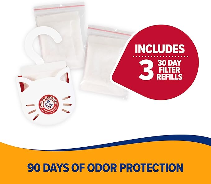 Arm & Hammer Cat Litter Pan Purrifying Pak, Removeable 30 Day Litter Box Deodorizer, 3-Pack