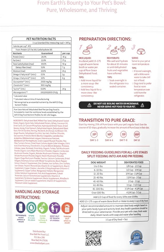Pure Grace Dehydrated Beef Recipe Dog Food
