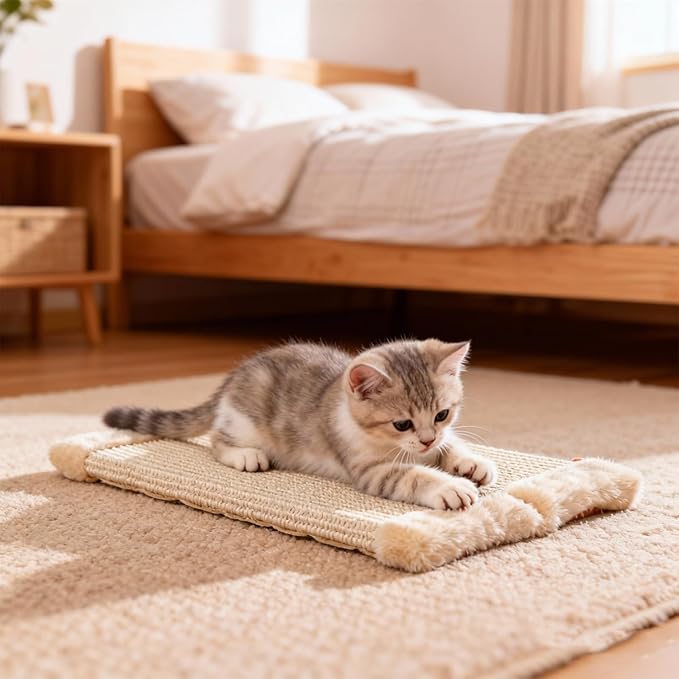 Sisal Corner Cat Scratcher 20" Wall-Mounted Sisal Cat Scratch Pad Scratching Post Furniture Protector Kittens Scratch Board for Indoor Cats
