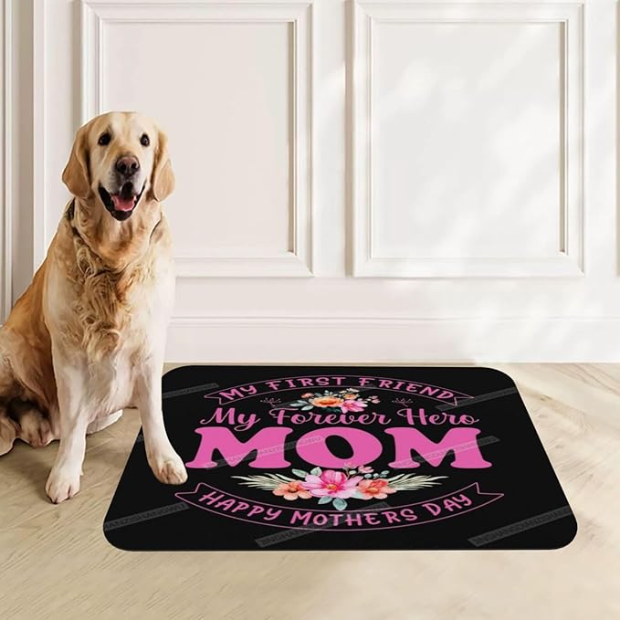 Pet Feeding Mat Absorbent Dog Mat for Food and Water Bowl Dog Accessories Happy Mother's Day Floral Gift for Mom Gj Pet Supplies Dogs Quick Dry Cat Water Dispenser Mats 24x16In