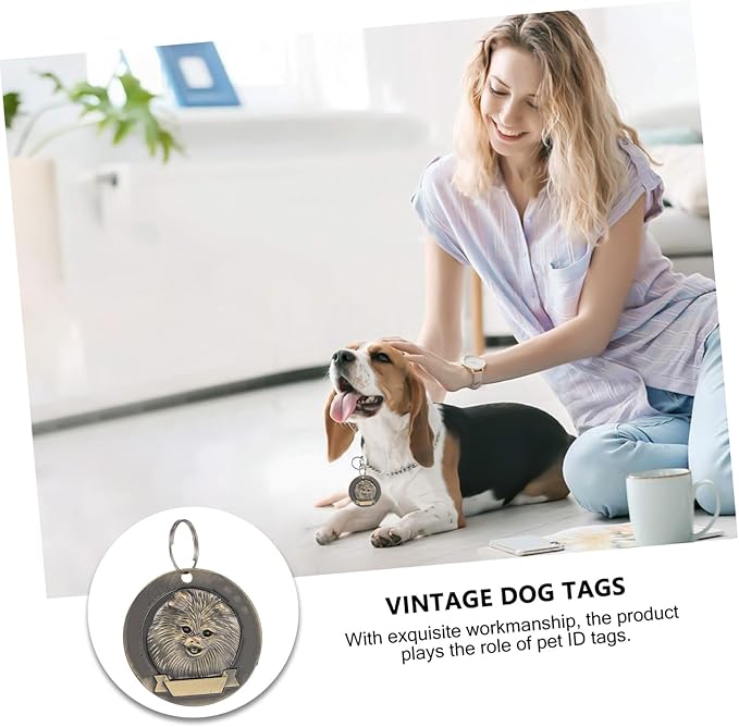 3pcs Vintage Zinc Alloy Pet Id Tags Dog Name Charms for Pomeranian with Engraved Dog Supply Collar Accessories