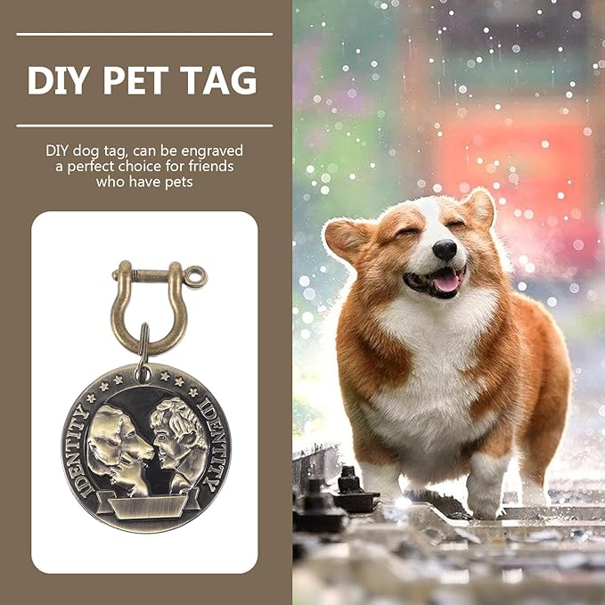 Luxshiny Custom Engraved Pet Identity Tag Copper Dog Cat Identification Tag Anti-Lost Sturdy Pet Supplies for Collars Puppy Kitten Accessories