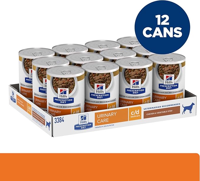 Hill's Prescription Diet c/d Multicare Urinary Care Chicken & Vegetable Stew Wet Dog Food, Veterinary Diet, 12.5 oz. Cans, 12-Pack