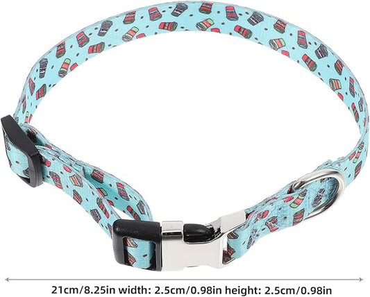 Toyvian Decorative Printed Dog Collar and Cat Neck Collar Thickened with Semi-Metal Buckle Adjustable in Green Coffee Medium for Pet Supplies