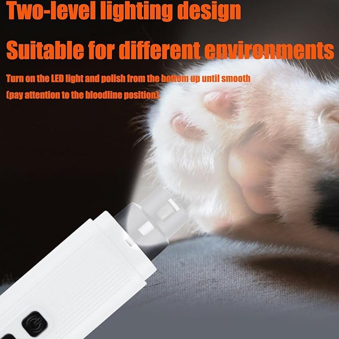 2025 New Catlabo Cat Nail, Catlabo Cat Nail, Upgraded Safe Cut Cat Nail Trimmer, Three Adjustable with 360° Grinding Settings, Low-Vibration Ultra-Quiet Under ＆ Powerful for All Cats ＆Dogs (White)