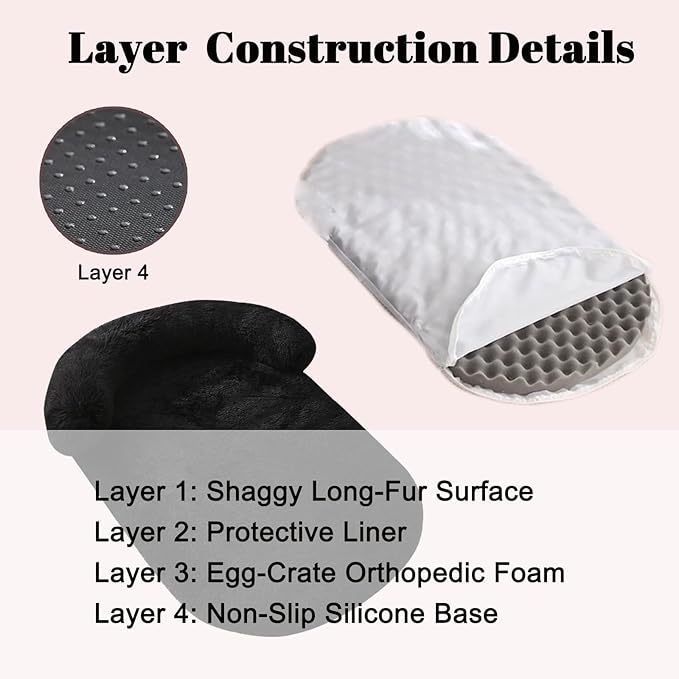 Calming Dog Beds for Medium Large Dogs, Orthopedic Cushion Plush Dogs Lounge Couch Sofa with Washable Removable Cover, Anti-Anxiety Soft Faux Fur Fits up to 40 lbs Pets (Oval, Black 32"x24")