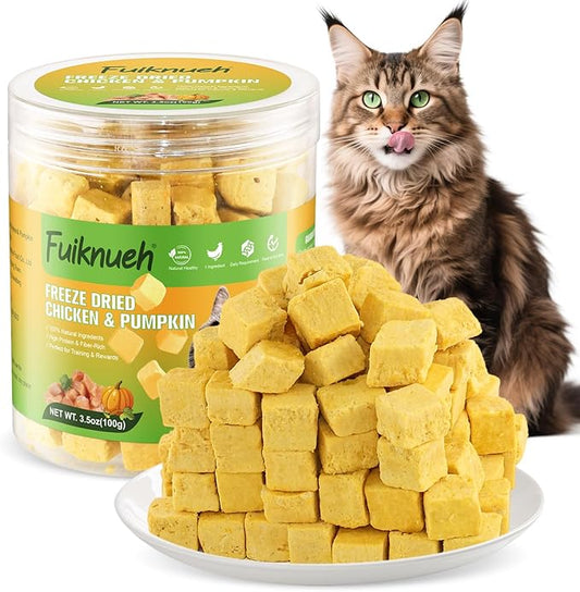 Freeze Dried Pumpkin and Chicken for Dogs and Cats, 100% Pumpkin and Chicken, Natural Treats for Digestion Health, Healthy Food Topper 3.5 oz