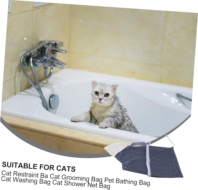 Kisangel Cat Shower Net Bag Breathable Pet Bathing Bag for Cats and Kittens for Grooming Bathing Nail Care and Treatment Strong and Tear-Resistant Design