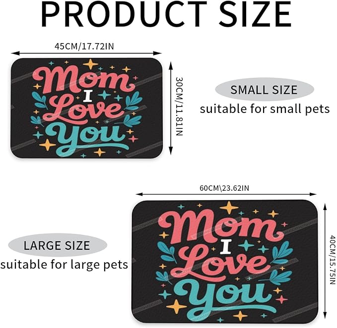Pet Feeding Mat Absorbent Dog Mat for Food and Water Bowl Dog Accessories Happy Mother's Day Mom I Love You Cc Pet Supplies Dogs Quick Dry Cat Water Dispenser Mats 24x16In