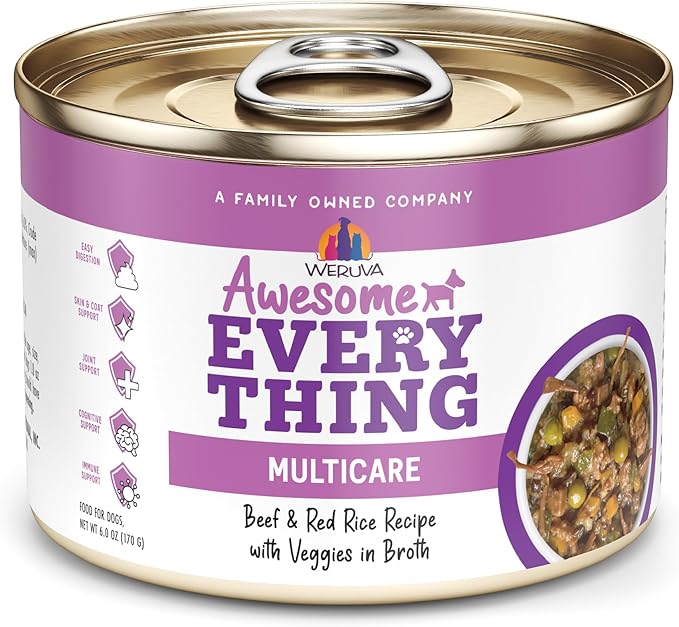 Weruva Awesome Everything Wet Dog Food, Beef and Red Rice Recipe with Veggies in Broth, 6oz Can, Pack of 8