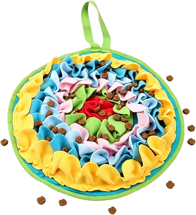 Interactive Feeding Fun, Dog Sniffing Mat, 15.7x11.8 Inch Puzzle Toy with Hidden Pockets, Slow Feeder Dispenser, Enrichment Gear with Colorful Style, Indoor Supply for Puppy and Small-Pet