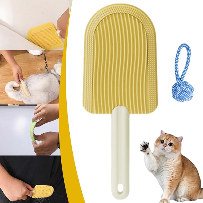 Cat Tongue Comb, Pets Cat Tongue Comb, Cat Tongue Brush, Pet Ice Cream Massage Comb, Simulated Cat Tongue Licking Hair Comb for Pet Grooming Shedding (Yellow)