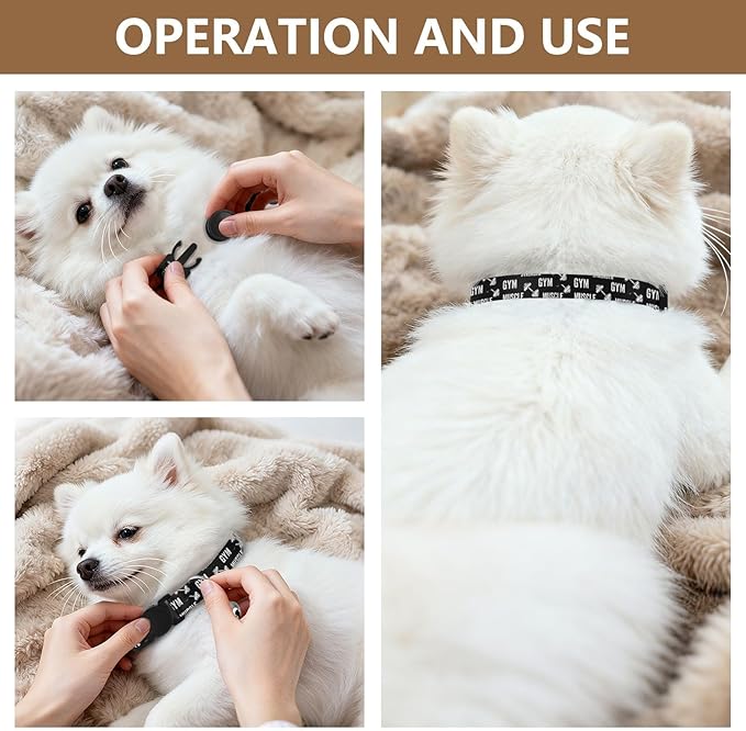 Dog Collar Black Sports Pattern Dog Collars Puppy Collar Cat Pet Collar with Adjustable Buckle for Dogs Cats Pets Supplies 2 Pack