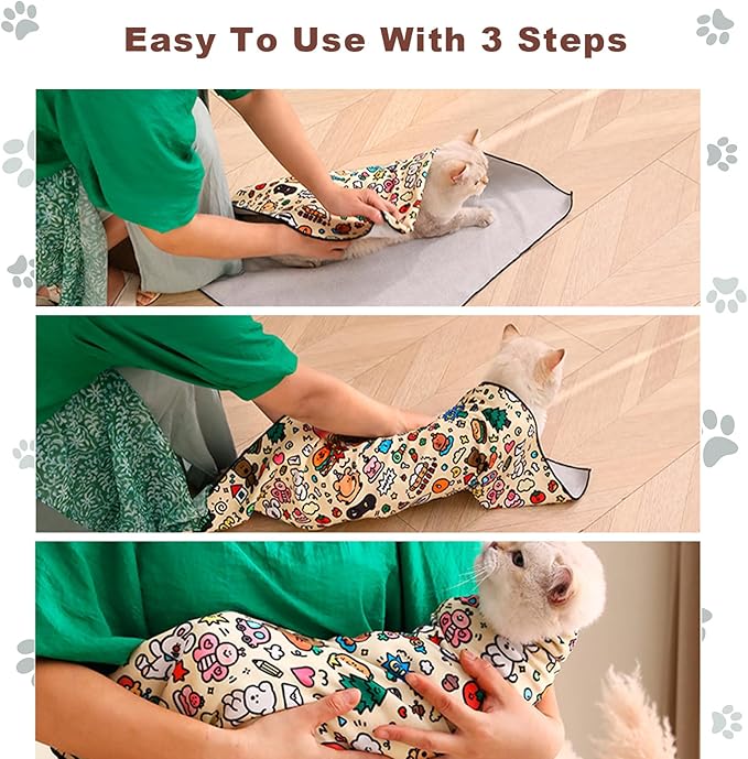 Cat Nail Trimming Wrap, Calming Cat Restraint Bag, Swaddle Grooming Wrap Claw Care (M)