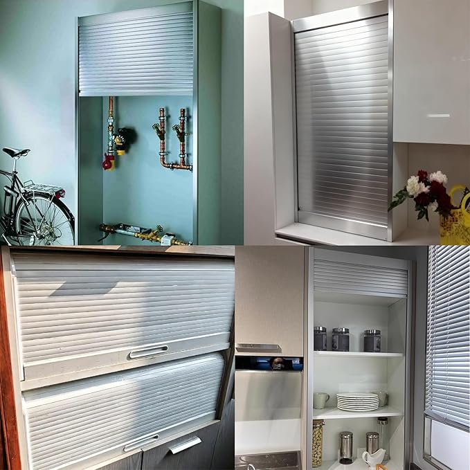 Retractable Small Tambour Door Kit - Roll Up Door for Cabinets, Pet Supplies, and Storage - Ideal Replacement Solution for Kitchen and Home Organization