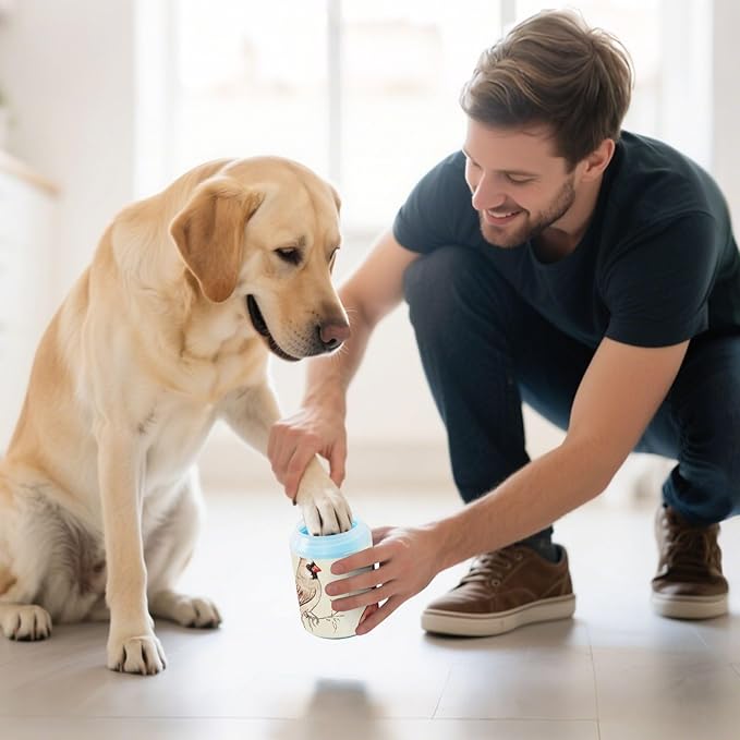 Art Northern Bird Birds Beige Reusable Pet Paw Cleaner Cup Soft Silicone Bristles Feet Grooming Supplies Gently Cleans Paws After Walks