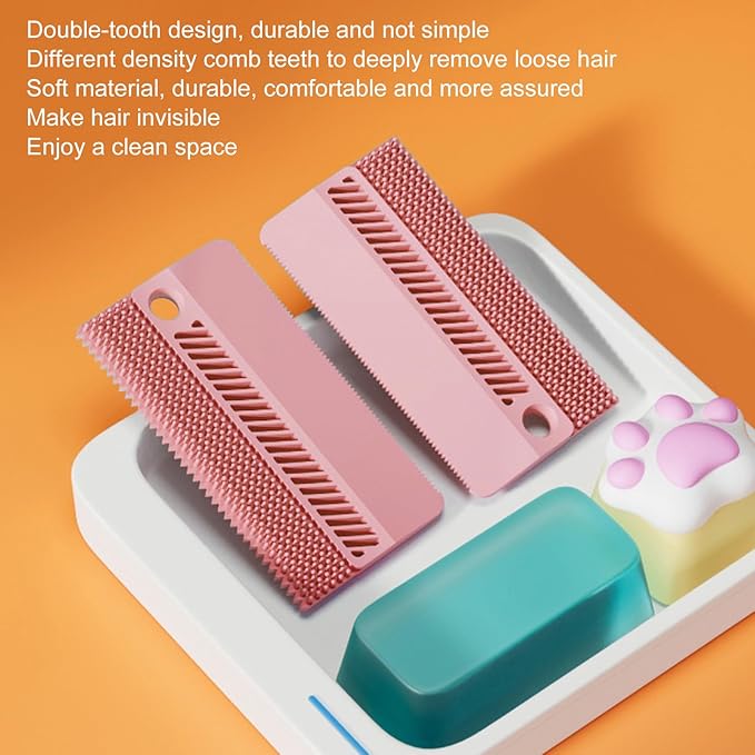 Cat Grooming Brush Silicone Dog Hair Remover Tool Double-Sided Pet Comb for Cat Dog Rabbit (Pink, One Size)