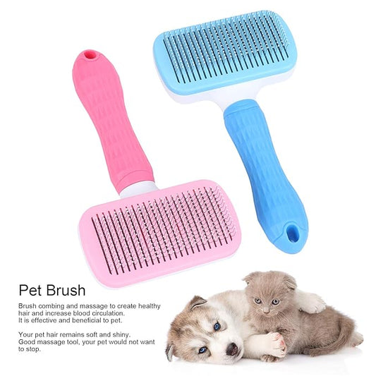 Gavigain Pet Hair Brush Steel Needle Comb Massage Particles Supply Pink Blue for Pet Grooming
