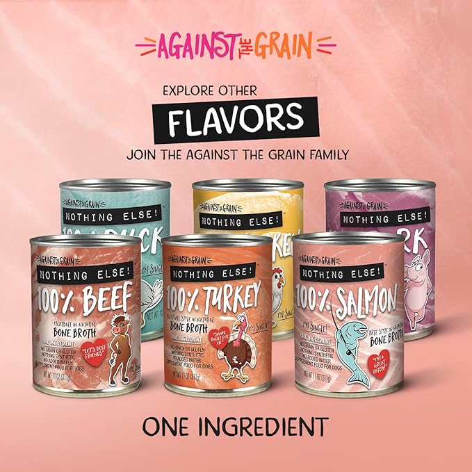 Evanger's Against The Grain Nothing Else! 100% Salmon Dog Food – 12 Count, 11 oz Each – Single-Ingredient Meatball Texture in Natural Broth – Wet Dog Food – Grain & Gluten Free