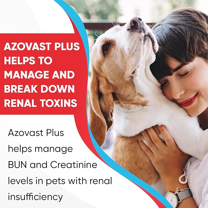 Azovast Plus Cat Kidney Support for Dogs & Cats, 120ct, 120ct - NO Refrigeration Required - Help Support Kidney Function & Manage Renal Toxins - Kidney Health Supplement Capsule(U.S.A) (120 Caps)