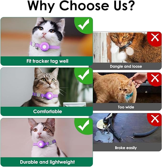Cat Tracker, MINI Pet Tracker for Cats, No Monthly Fee, Waterproof Cat GPS Tracker, Compatible with Apple Find My App(Only iOS), Real-Time Tracking, Precise Positioning, Smart Alerts