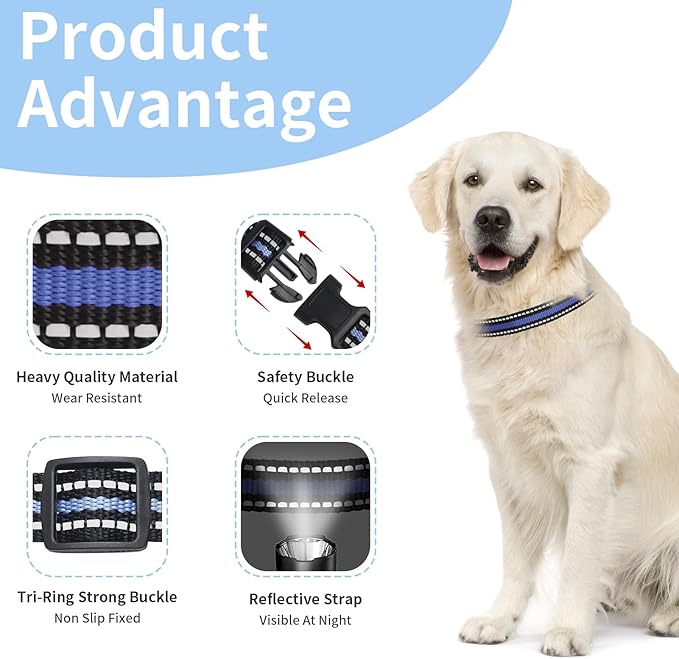 Modern Stylish 3/4" E Collar Replacement Strap with Quick Release, Replacement Shock Collar Strap, Adjustable for Small to Large Dogs, Replacement for Shock Collar Ecollar Strap (Black & Blue)