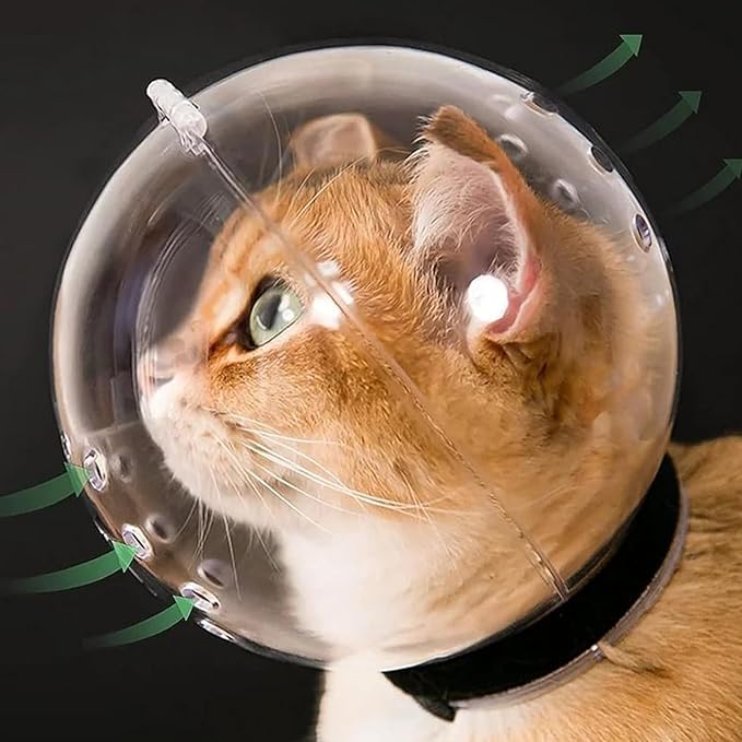Cat Muzzle for Grooming - 13.5x13.5x12.7cm 14.7x14.7x14.1cm Transparent Breathable Face Cover, ABS Cat Hood, Lightweight Pet Safety Gear | Bathing Shedding Nail Trimming Shower Behavior Training Bite