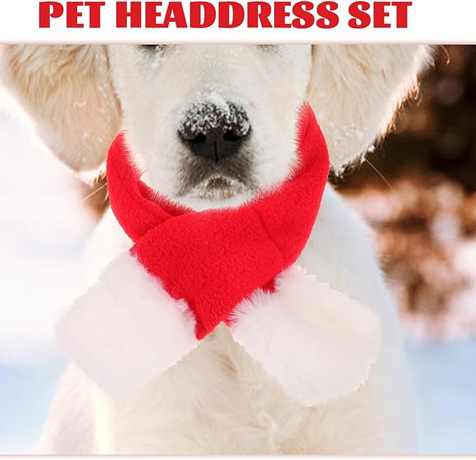 Pet Birthday Hat Scarf Set for Dogs and Puppies, Warm Decorative Pet Headdress Supplies with Head Cover and Neck Scarf for Photo Props and Winter Use