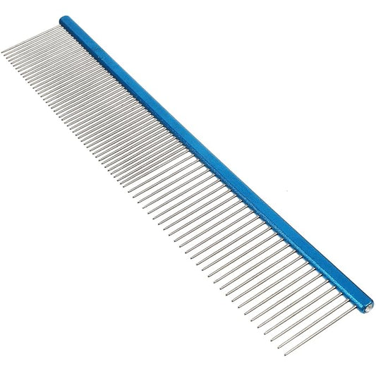 Portable Pet Hair Comb for Dogs and Cats, Wear-resistant Aluminum Dematting Comb with Fine Teeth, Lightweight Blue Grooming Tool for Detangling and Fur Removal at Home