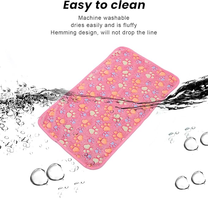 3Pcs Dog Paw Print Fleece Blanket, Pet Warm Sleep Mat, Coral Fleece Soft Dog Blanket with Cute Paw Design, Bite Resistant Pet Supplies for Dogs Cats Small Animals (S)