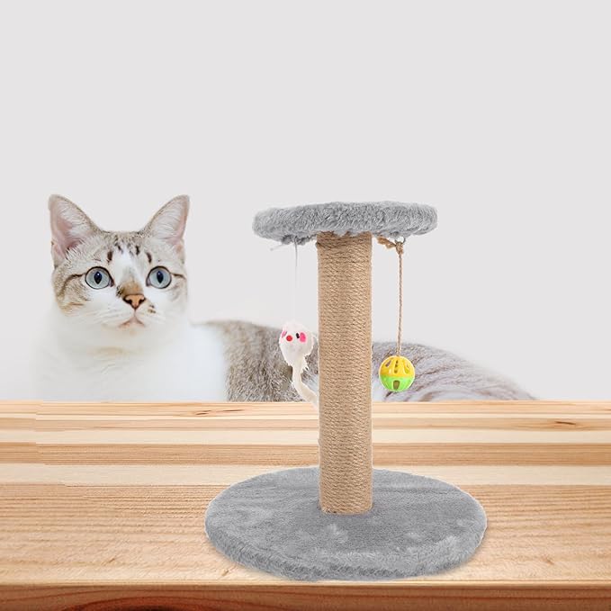 Sisal Rope Cat Scratching Post Small Indoor Cat Climbing Frame Gray Wood Comfortable Kitten Scratcher for Home Use
