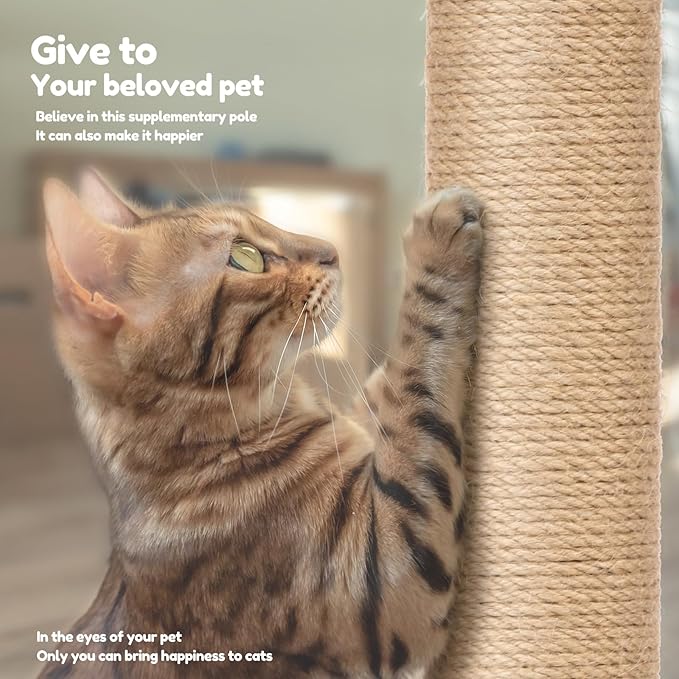 4 PCS Cat Scratching Post Replacement, 15.7 Inches Cat Tree Replacement Post, Natural Sisal Rope Cats Pole for Indoor, Cats Furniture Accessories for Kitten Tree Tower