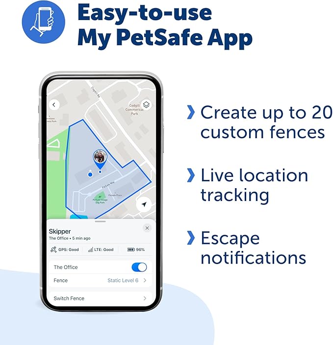 PetSafe Guardian GPS Tracking Dog Fence Collar - Reliable Dog Fence - Wireless Virtual System - Waterproof Collar - Long Lasting Battery - Blue