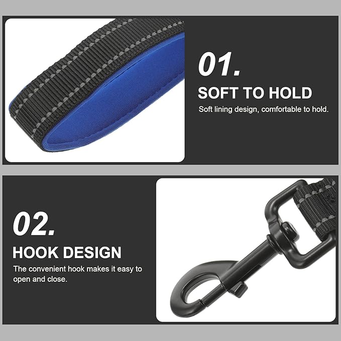Dog Leash Rope Double-Layer Nylon Reflective Pulling Training Leash Thickened Medium Large Dogs Outdoor Walking Pet Supplies Black Blue